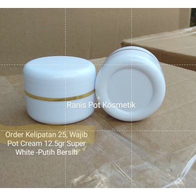 Pot Cream 12.5gr Putih Bersih/Super White Bawah Polos List Gold