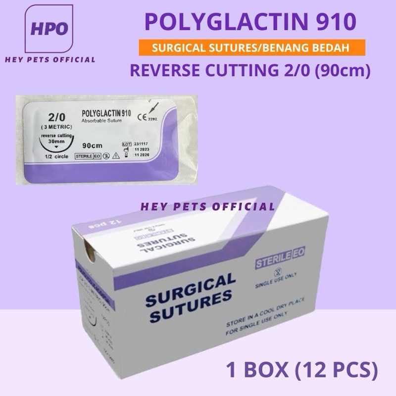 Surgical suture PGA 910 / benang jahit operasi PGA Polyglactin (Reverse Cutting ) - 1 BOX