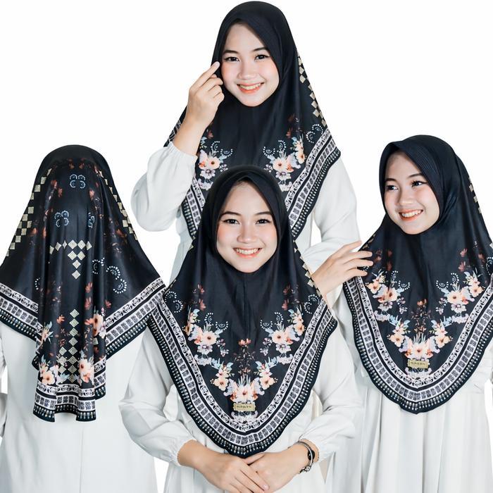 RICHISS Jilbab Instan Bergo Motif Printing Bahan Jersey Balerina Lembut Anti Kusut Adem Panjang