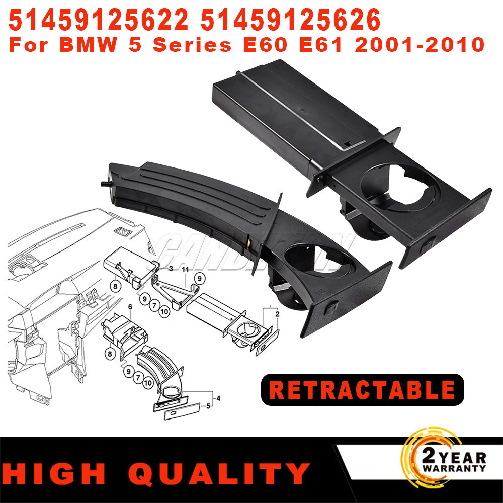 New Front Dashboard Retractable Co-pilot Cup Holder 51459125622 51459125626 For BMW 5 Series E60 E61