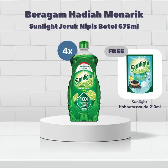 [BELI 4 FREE Sunlight 210ml] Sunlight Jeruk Nipis Botol 675ml / Sunlight Biocare Nature Botol 675ml 
