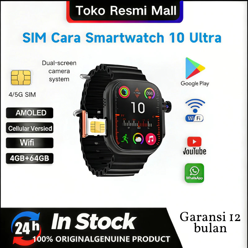 SIM card slot  SmartWatch With sim slot 4GB +64GB Smart Watch S9/S10Ultra 4G/5G For Android IOS Stor