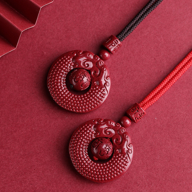 Liontin Jimat Naga Ganda Cinnabar Alami Uniseks