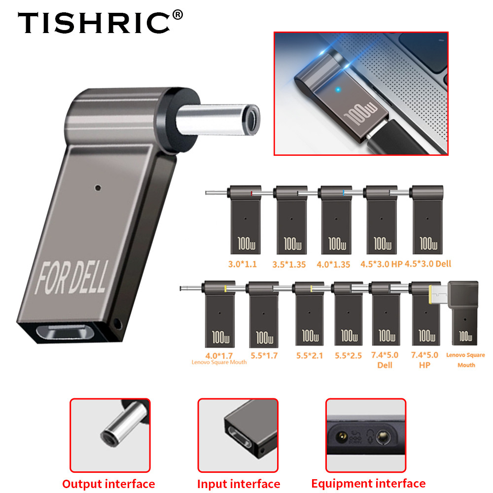Adaptor Pengisi Daya Laptop PD 100W 5A 20V Konektor Tipe-C Female Ke DC Male Jack Plug Converter Unt
