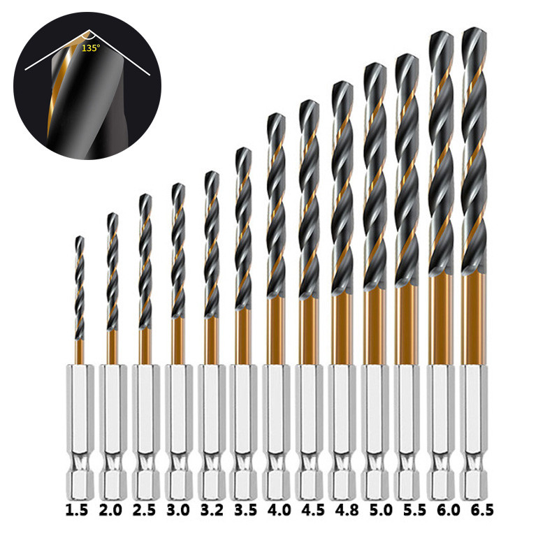 3713PCS Hex Shank Twist Drill Bit Set Wood Metal Hole Cutter Core Drilling Tool Cobalt Drill Bits 15