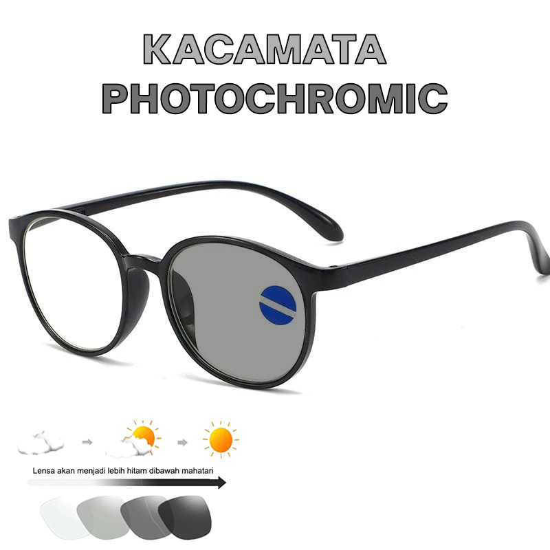 Kacamata Fotokromik Fashion Pria Wanita TR90 Fleksibel Lensa Photochromic Anti Radiasi Kacamata Pria