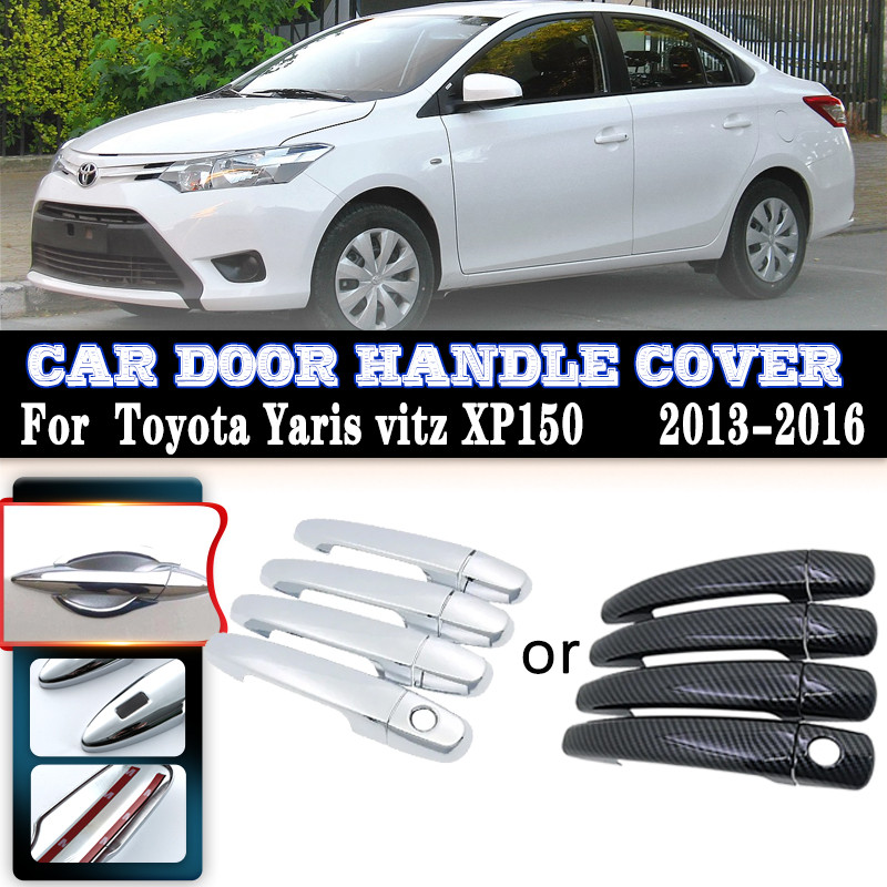 Aksesoris Toyota Yaris Vitz XP150 2014~2016, Gagang Pintu Serat Karbon Atau Krom Mengkilap, Cover Ga