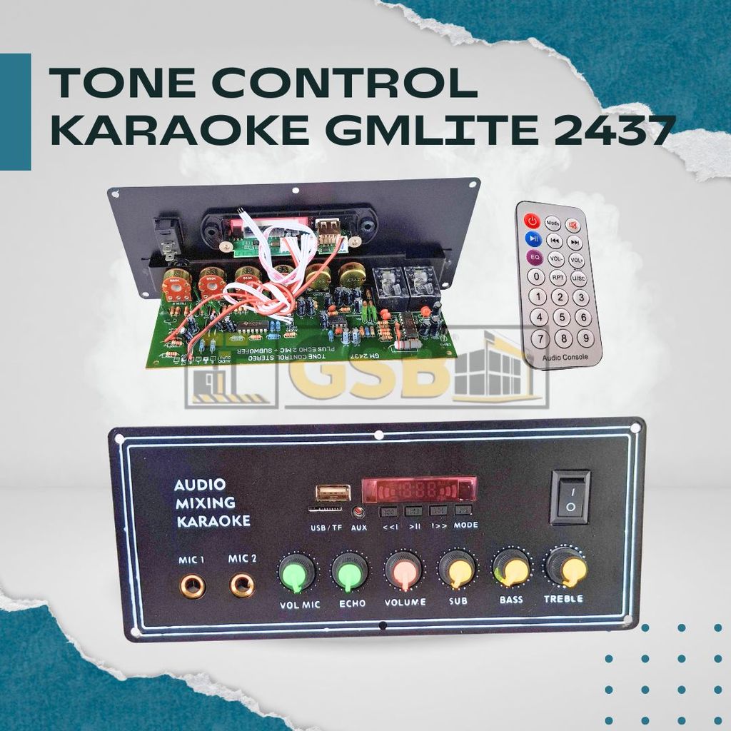 Tone Control Karaoke GMLITE 2437 Bluetooth FM USB Echo
