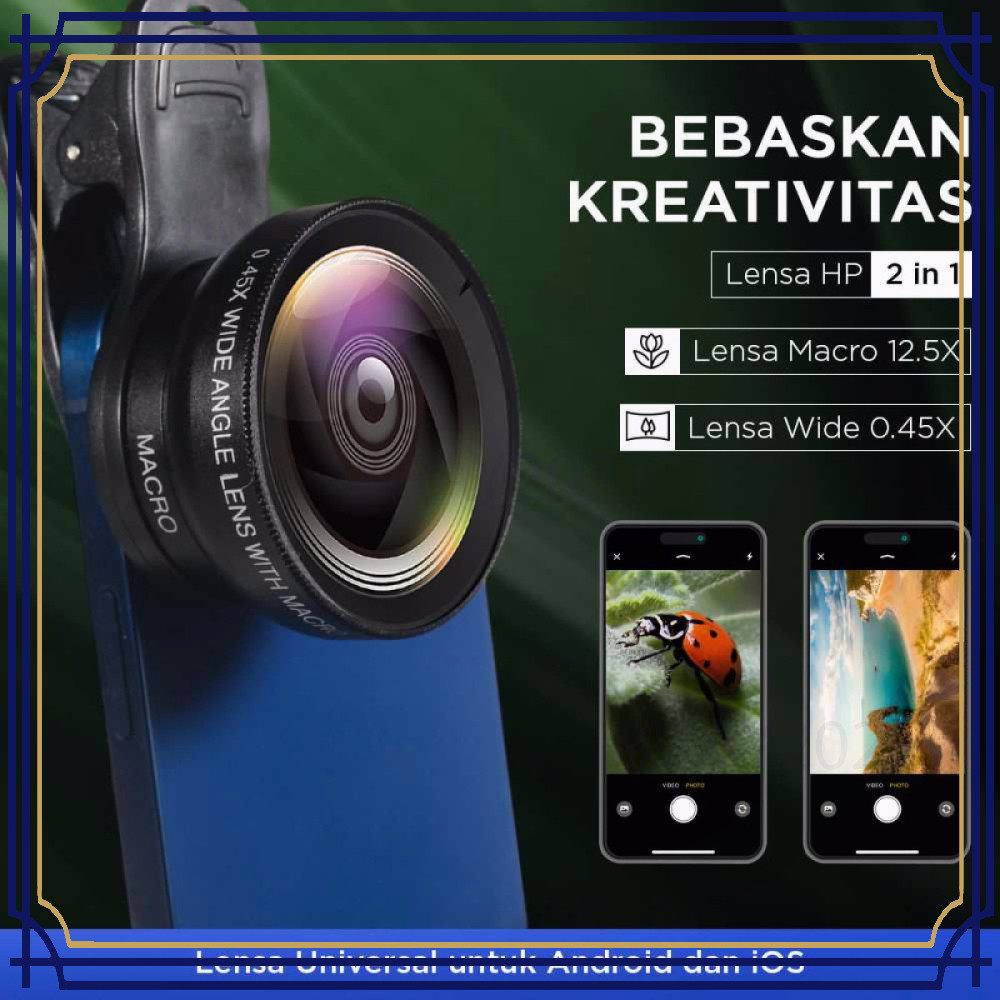 Lensa Kamera HP Smartphone 2in1 Macro 12.5X Wide 0.45X HP714