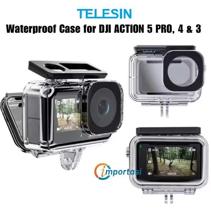 Glorious I.T TELESIN Waterproof Case for DJI OSMO ACTION 5 Pro 4 & 3 Housing Casing 45M