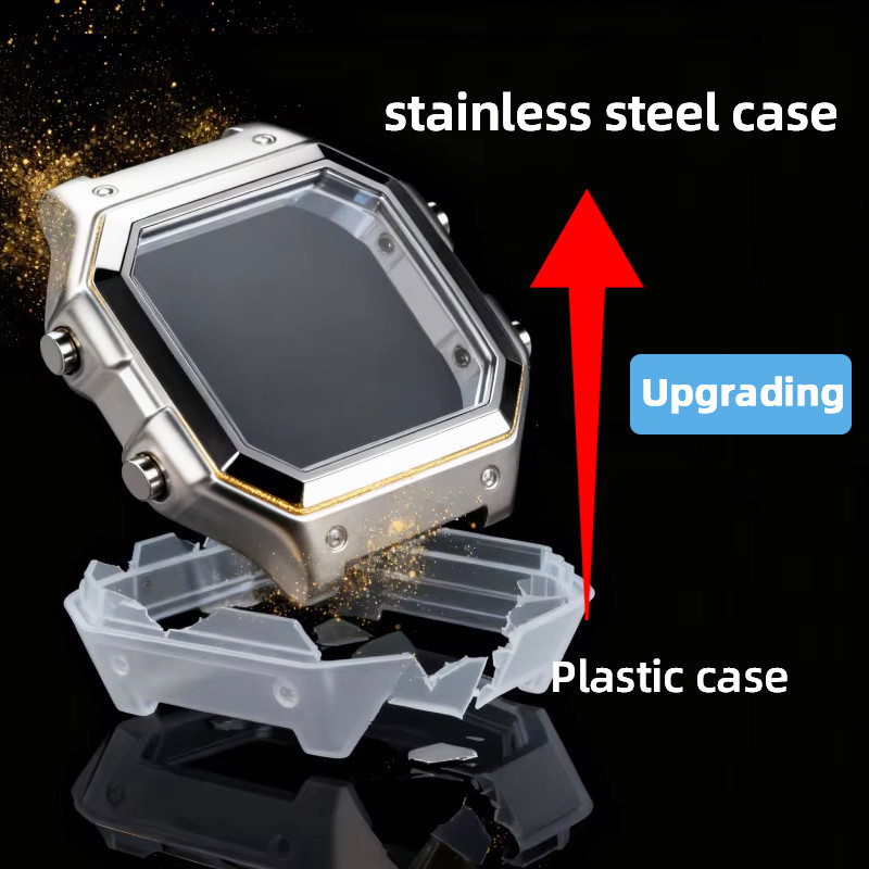 AE1200 Upgrade High end Solid Metal Case Mod Kit for Casio AE-1200WH Stainless Steel shell fit 3299 