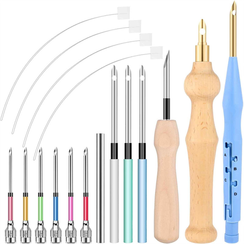 G6-18 Pieces Punch Needle Set Adjustable Punch Needle Tool Punch Needle Set Adult Beginner Sewing Ap