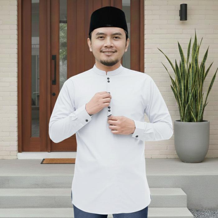 Baju Koko ammu versi elkasfa - baju Koko lengan panjang - Putih, M