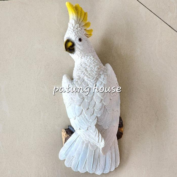 NEW PRODUK Patung Burung Kakatua dan Parrot Dinding - Putih TERLARIS