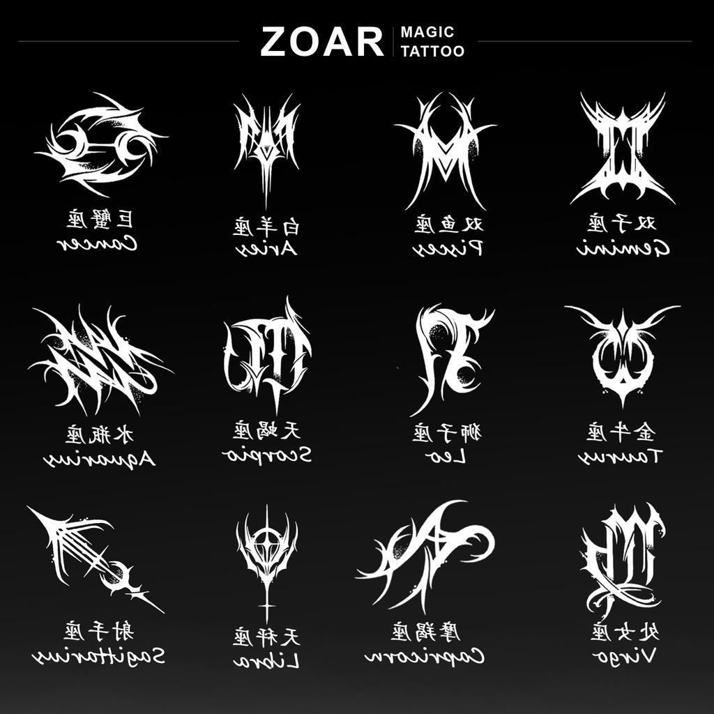 ZOAR-Y101 Stiker Tato Temporary Semi Permanen [12 Zodiak]Tahan lama Tattoo menempel dekorasi seni un