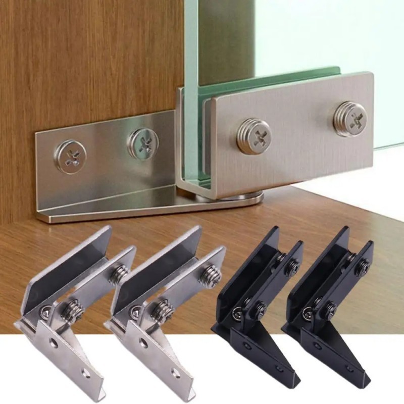 2Pcs Engsel Pintu Kaca Jepit Stainless Engsel Kaca Jepit Pivot Pintu Kaca Engsel Jepit Kaca