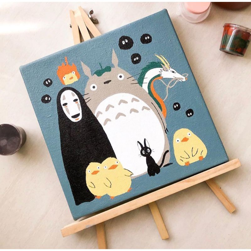 Paint By Number Studio Ghibli | ByPainters | Painting Kit | 20x20cm Kanvas & 7 Akrilik | Kit Melukis