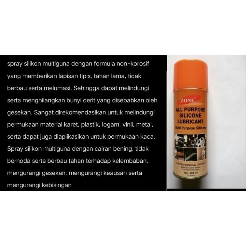 Silicone Lubricant Spray Multifungsi Zone 400ml