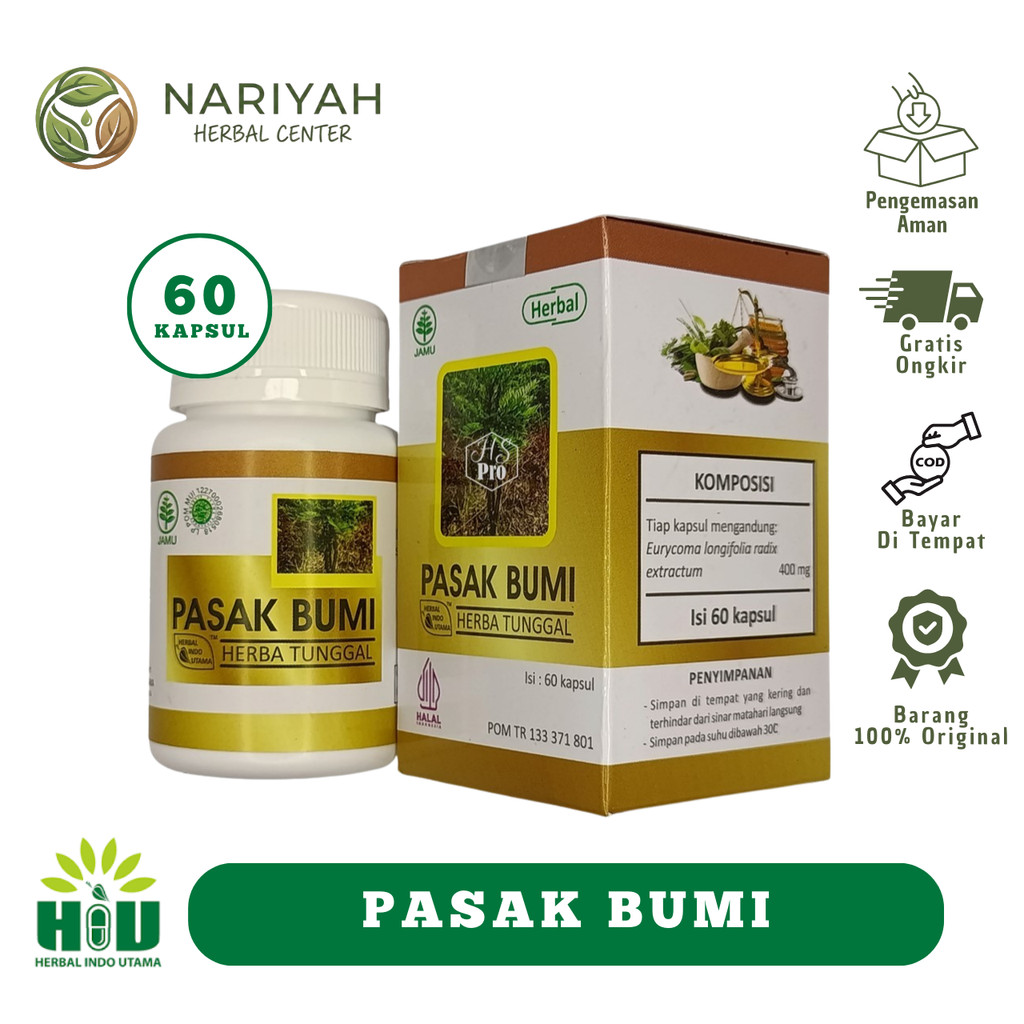 Pasak Bumi HIU 60 Kapsul Original BPOM - Herbal Tongkat Ali Kesuburan & Libido