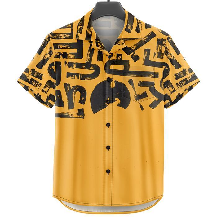 GOKS Baju Kemeja Motif Cewe Cowo Printing Oversize Pria Wanita Outdoor 569  ABSTRAK TYPO - Dewasa S