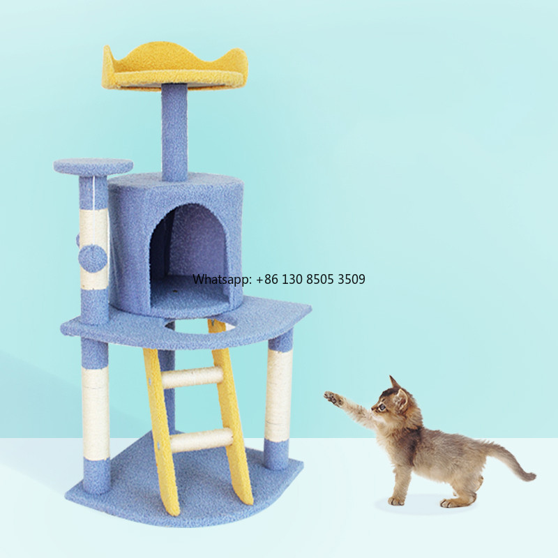 Manufacturer Wholesale Custom Cartoon Stye Solid Wood Cat Tree House