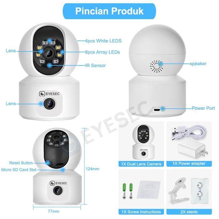 ProLens Audio EYESEC CCTV Indoor  Smart Camera Dua lensa H10  Wireless Aplikasi ICSEE / ESEECLOUD  K