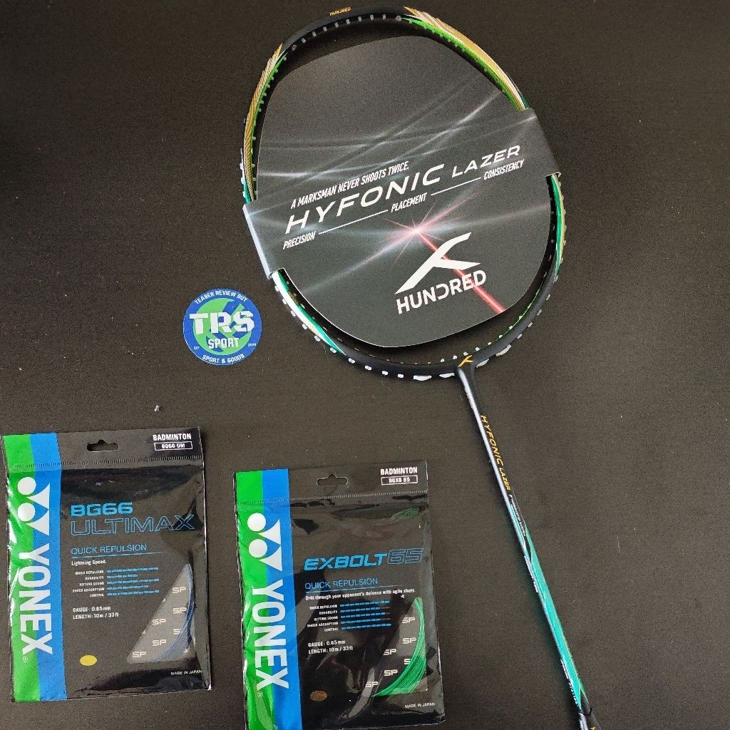 raket baru Hyfonic lazer 4aug5 senar ultimax/exbolt gratis pasang 4simpul