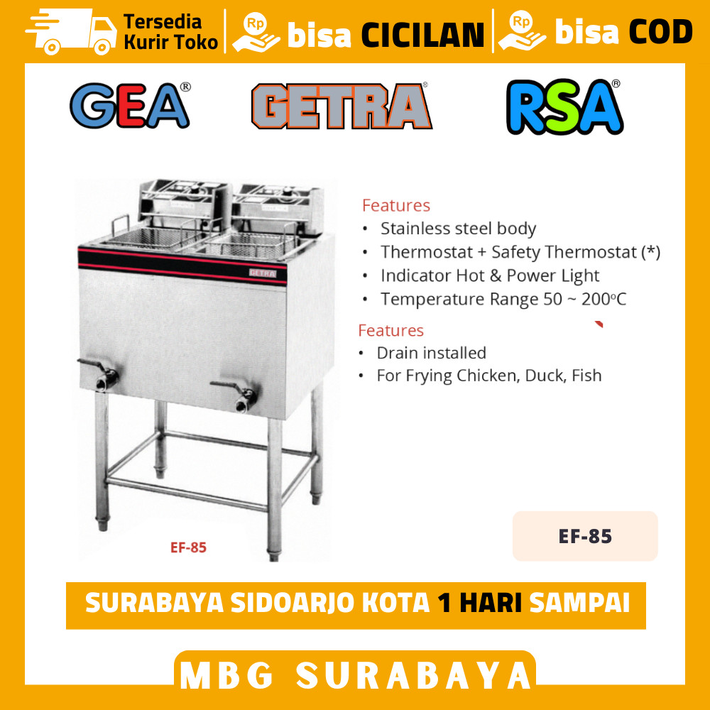 GETRA EF-85 DEEP FRYER LISTRIK 14 LITER 2 TANK Original
