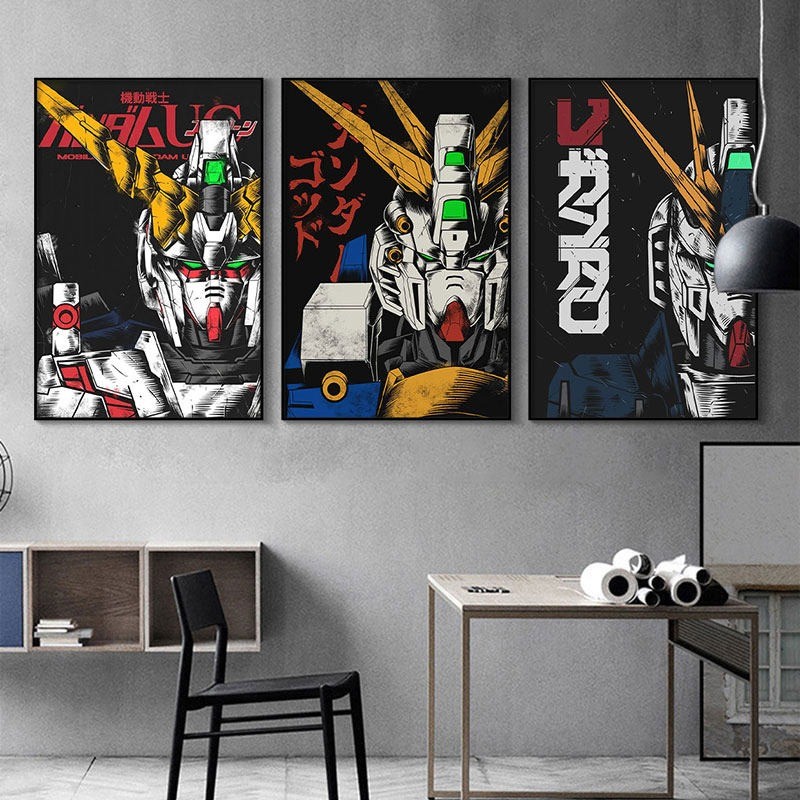 Frameless Gundam Decoration Poster Mobile Warrior Unicorn Comic Mural Anime Surrounding Bedroom Livi
