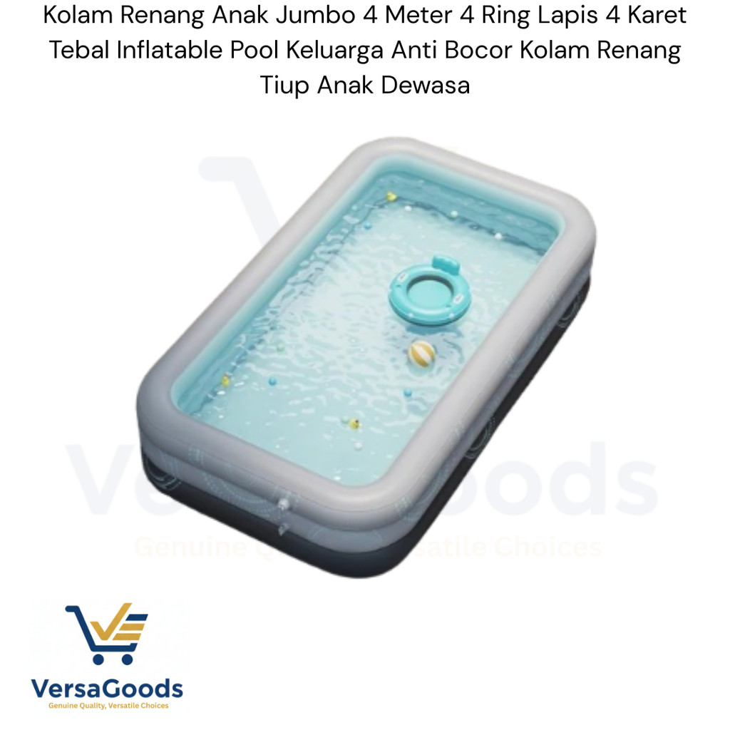 Kolam Renang Anak Jumbo 4 Meter 4 Ring Lapis 4 Karet Tebal Inflatable Pool Keluarga Anti Bocor Kolam
