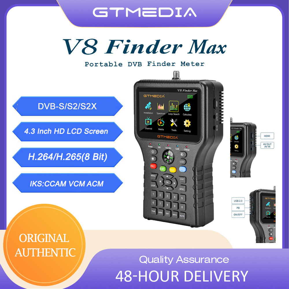 GTMEA V8 Finder Max DVB-S/S2/S2X Satellite Finder Support H.264/H.265(8 Bit) 7.4V/4000mAh Finder WS6