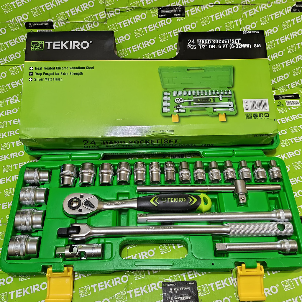 Tekiro Kunci Sok 24 Pcs Set 8 - 32 Mm Box Plastik - 6Pt Ready Kunci Lengkap Full Set