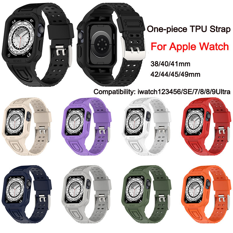 Tali TPU Sporty Apple Watch Series 10 9 8 7 6 5 SE Ultra 2 Satu Bagian Pengganti Original Stylish Ny