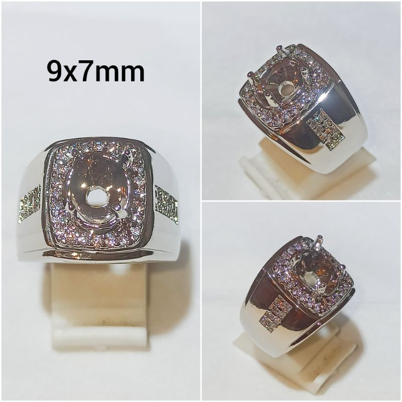 Cincin/Emban/Ring Alpaka Super 9x7 Oval Silver Gold