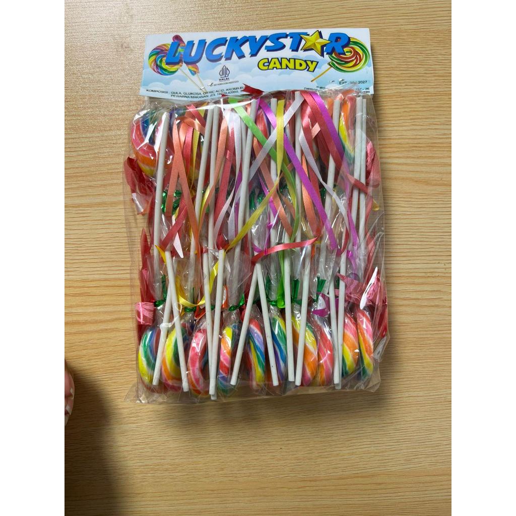 Permen Lolipop Bulat Candy Luckystar isi 20 PCS