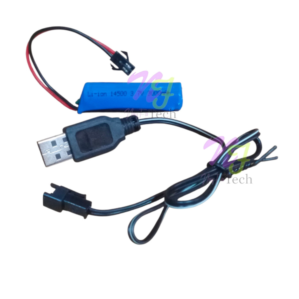 Fourclub_ Baterai Mainan Rc 14500 Tipe Li-Ion 14500 3000Mah 3,7V Soket Hitam 2 Pin