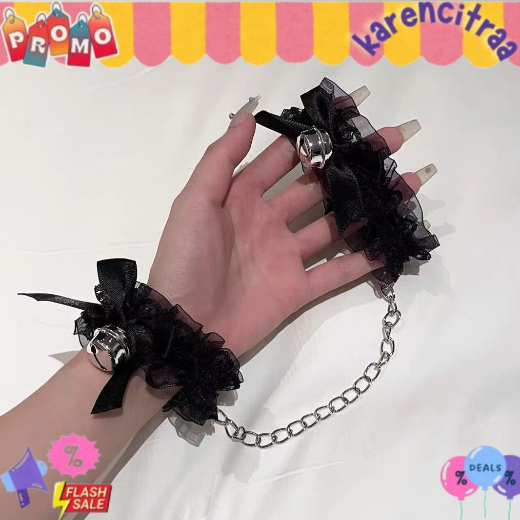 CH-40 kalung necklace y2k choker wanita bell lonceng rantai sm set lace patch borgol tangan lengan B