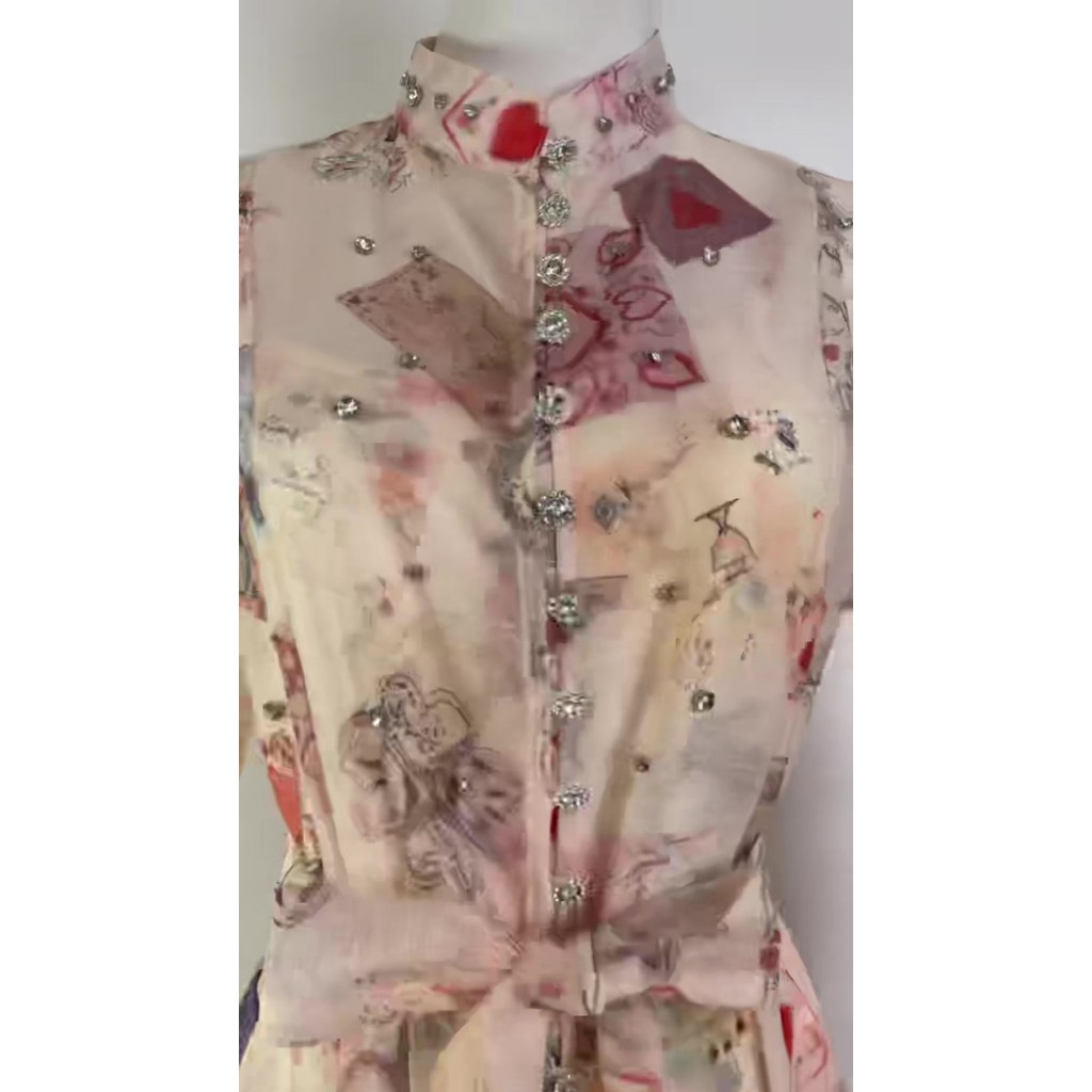 20262v Gaun bor kuku kerah motif Vintage baru A9556