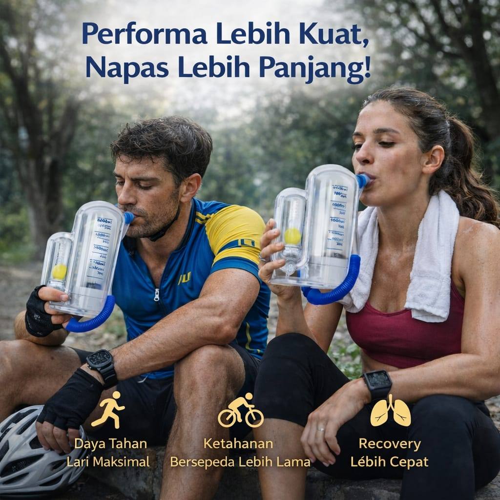 Alat Latih Nafas Olahraga 5000ml | Tingkatkan VO2Max & Stamina Respiratory Trainer