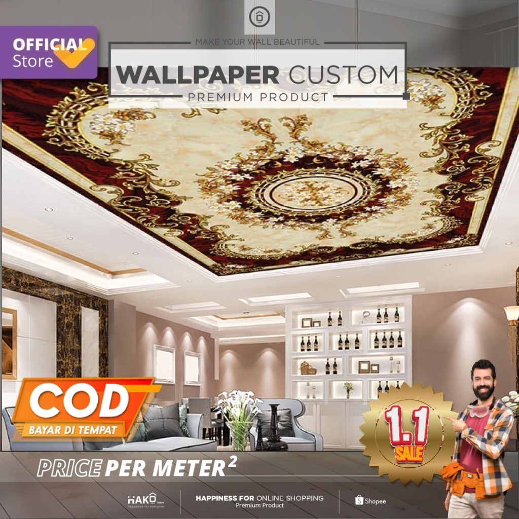 Sticker Plafon Custom Ruang Tamu | Gambar Abstrak 2.2 | Plafon | Wall Sticker | Wall Banner | Wallpa