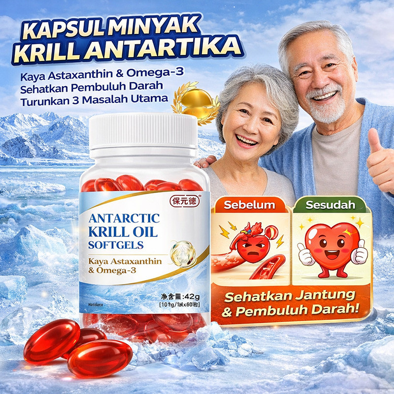 Antarctic Krill Oil Astaxanthin/Minyak Krill Lansia/Suplemen Omega-3 Fosfolipid Tinggi/suplemen Untu