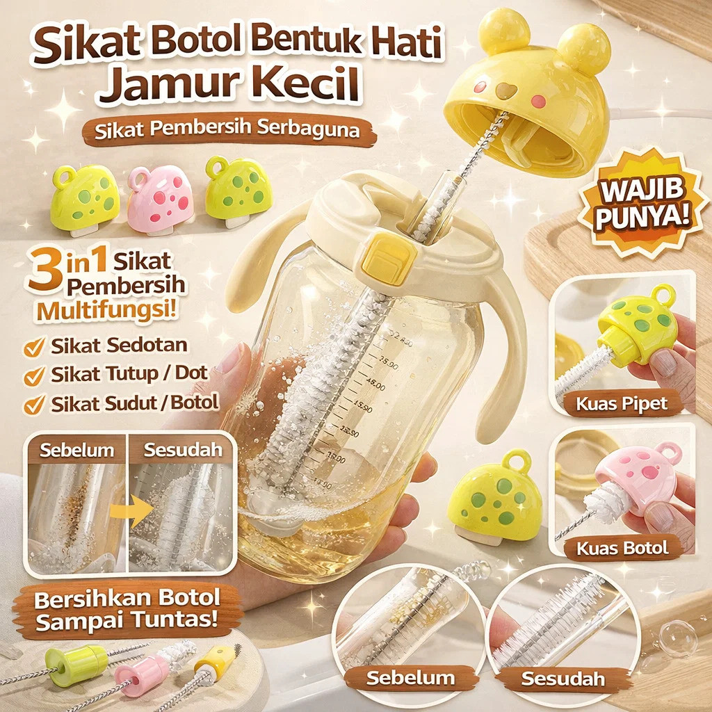 [READY STOCK/COD]/Sikat Sedotan Stainless/Pembersih Sedotan Silikon/Sikat Kecil Serbaguna/Sikat Cela