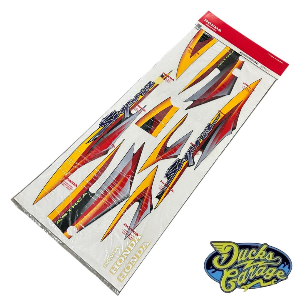 871X0-KEV-610ZA Striping Sticker Stiker List Body Honda Supra X 100 Lama Old Original MERAH KUNING
