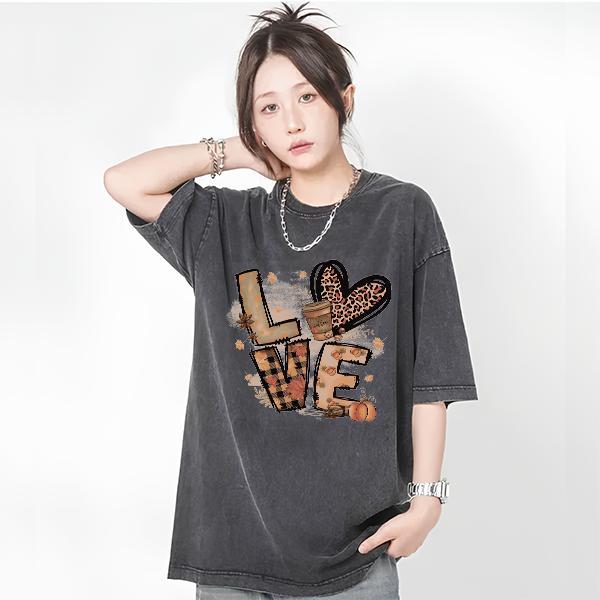 Oversize Outfit Clothes | Kaos Oversize Lengan Pendek Hitam Washed Oversize Terbaru Motif Love Bahan