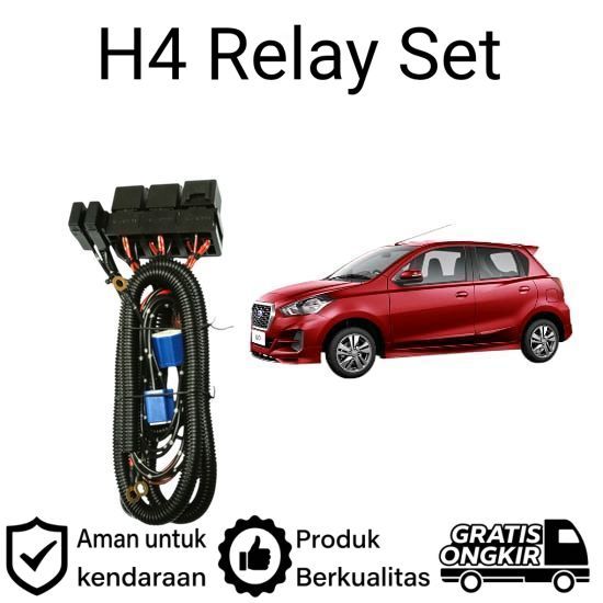 AM Relay Set Lampu Utama LED H4  Mobil Datsun Go Panca