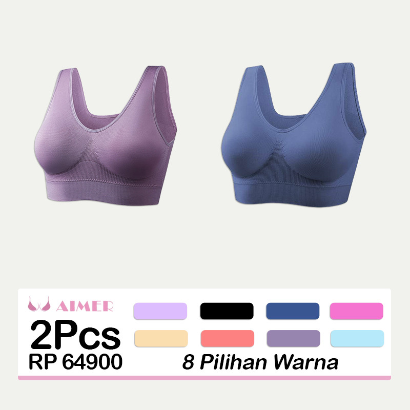 AIMER Sport Bra (2pcs) Seamless Busa Jumbo Gym Tanpa Kawat Bra Olahraga Wanita 811