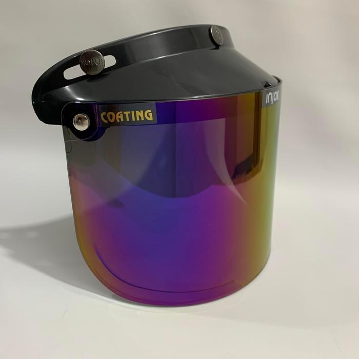 Kaca Bogo Datar Clear Smoke Pelangi Silver (untuk Helm Bogo) - Datar Pelangi