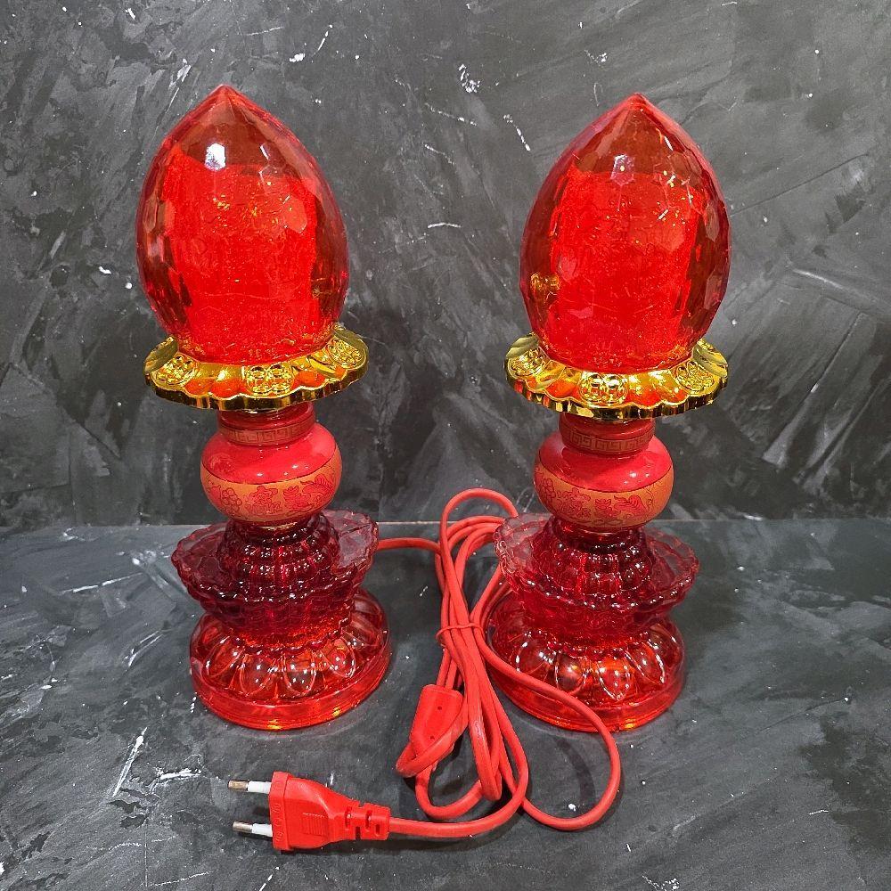 Lampu Sembahyang Altar Made In Taiwan Harga Sepasang Ukuran 25 cm Nyala Full Atas Bawah