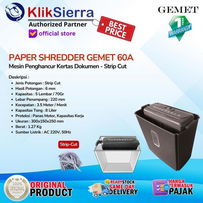 Paper Shredder GEMET 60A | GEMET60A Strip Cut - Mesin Penghancur Kertas Otomatis - Garansi Resmi - G