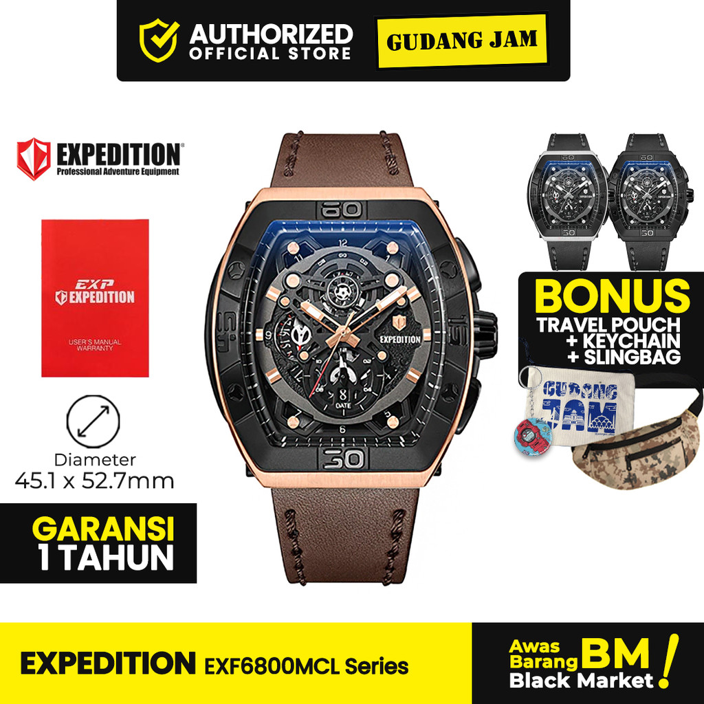 Jam Tangan Pria Analog Expedition EXF6800MCL Genuine Leather Strap Series
